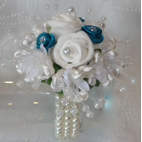 Flower girl wrist corsages, Teal & Ivory Flower Girl Wrist Corsage